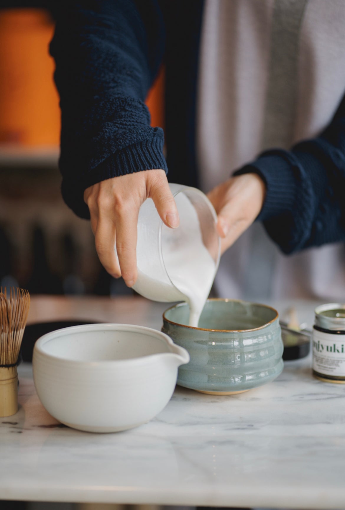 Matcha set Kagoshima with glass matcha bowl and whisk