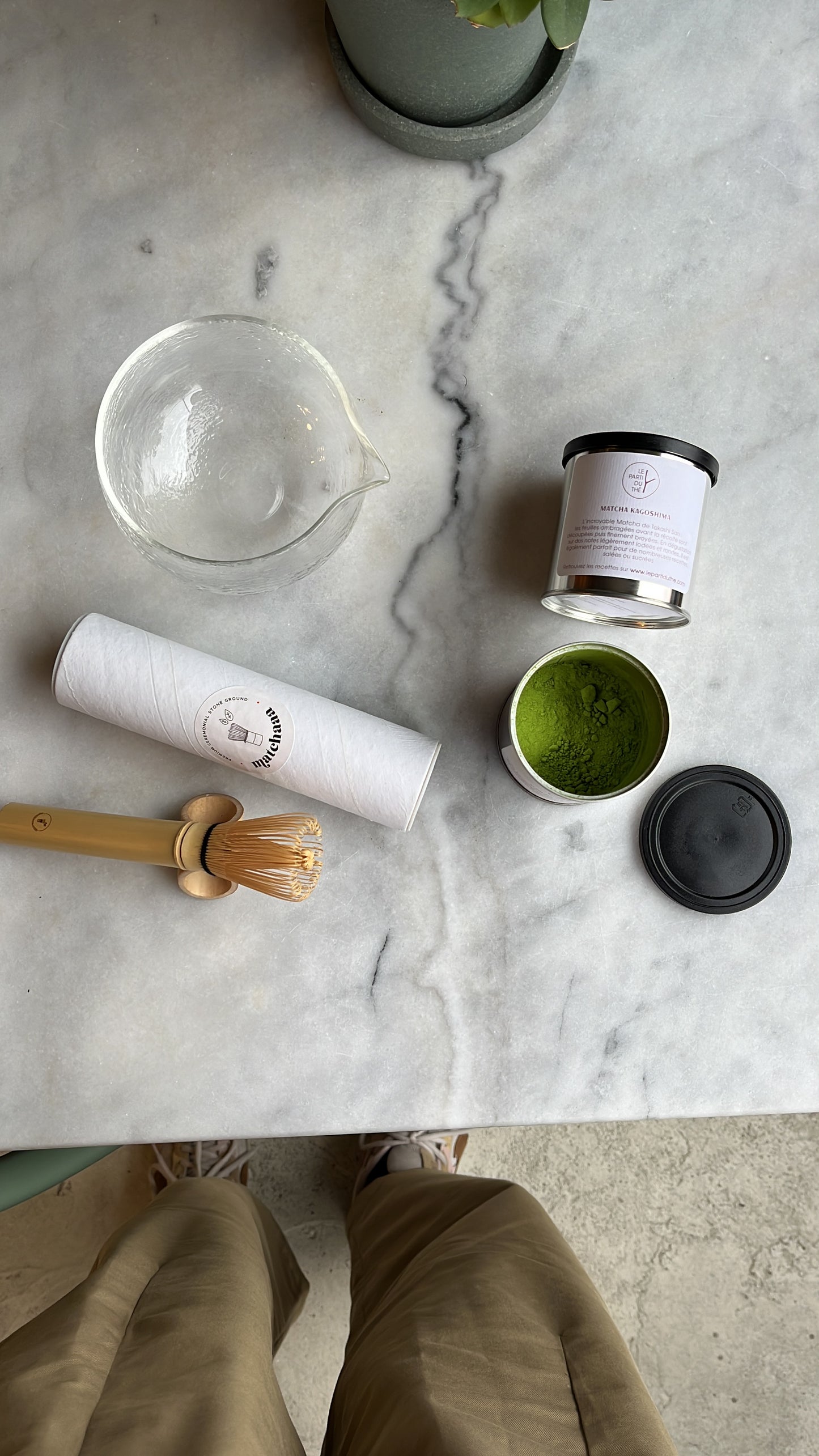 Matcha set Kagoshima with glass matcha bowl and whisk