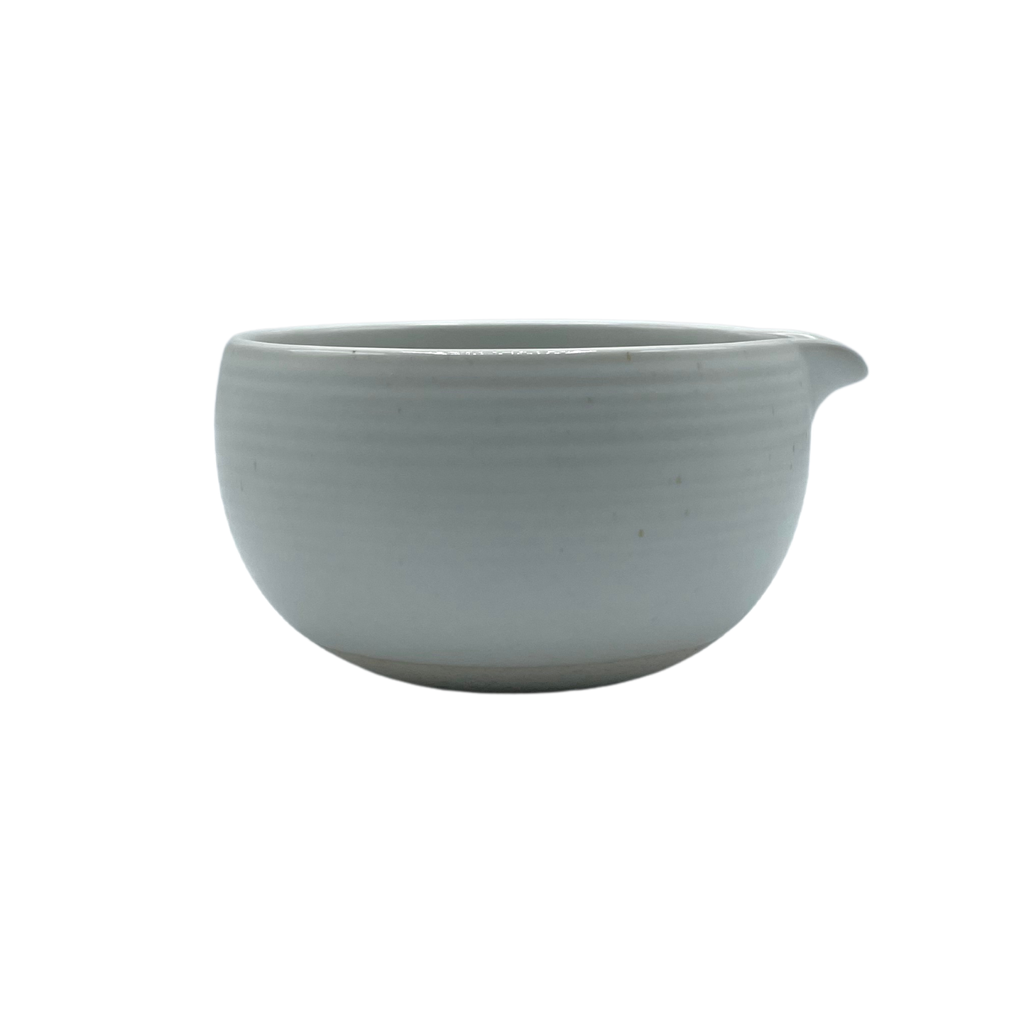 Matcha bowl with spout porcelain light grey