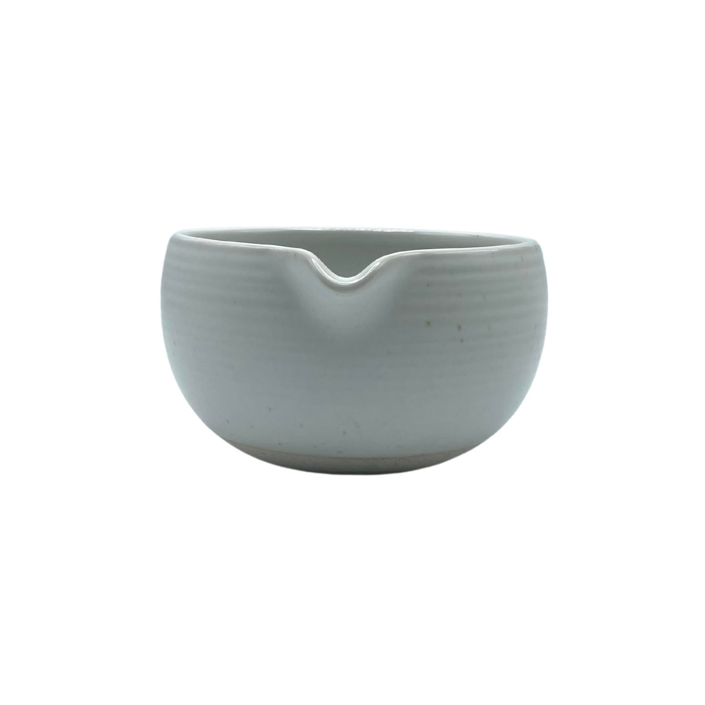 Matcha bowl with spout porcelain light grey