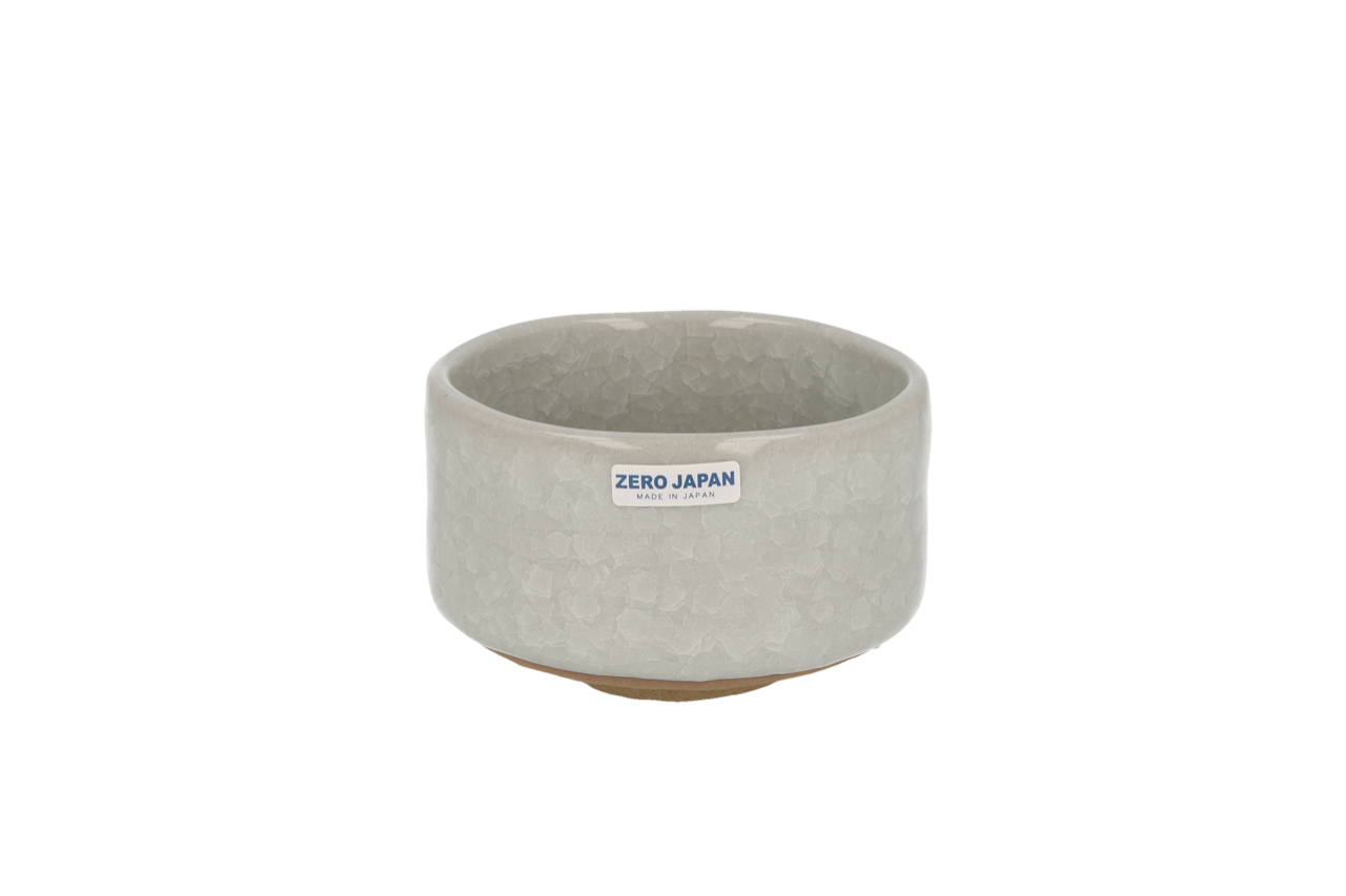 Matcha bowl with white crackled glaze
